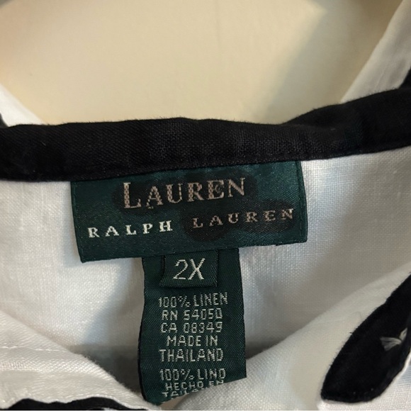 Lauren Ralph Lauren White Linen Button Up Shirt 2X - Picture 3 of 5